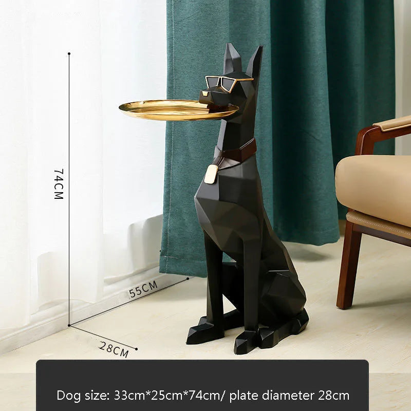 "Stunning Nordic Art Doberman Dog Statue - Large Resin Sculpture for Elegant Living Room Decor"