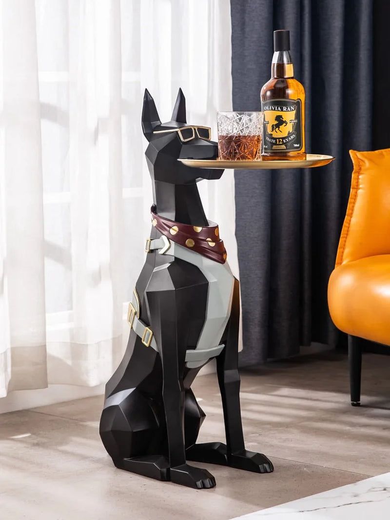 "Stunning Nordic Art Doberman Dog Statue - Large Resin Sculpture for Elegant Living Room Decor"