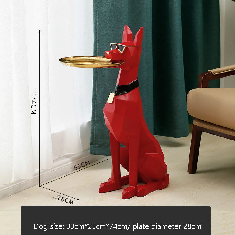 "Stunning Nordic Art Doberman Dog Statue - Large Resin Sculpture for Elegant Living Room Decor"