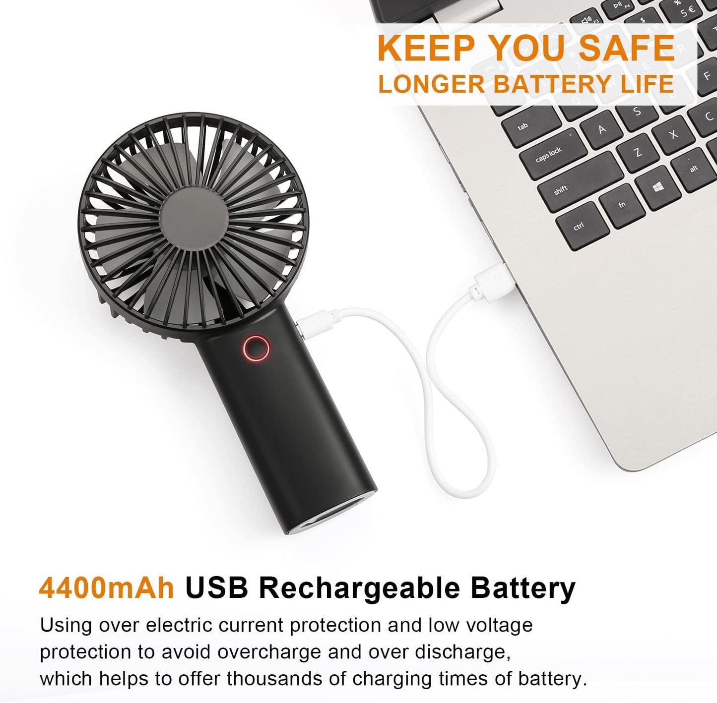 "Rechargeable Handheld Fan - Long Lasting Battery, Perfect for Outdoor Activities and Summer Gifts!"