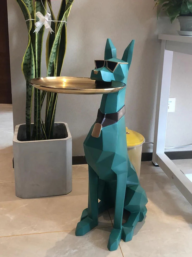 "Stunning Nordic Art Doberman Dog Statue - Large Resin Sculpture for Elegant Living Room Decor"