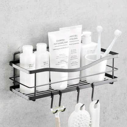 Luxury Matte Black Shower Caddy Organizer with Hooks