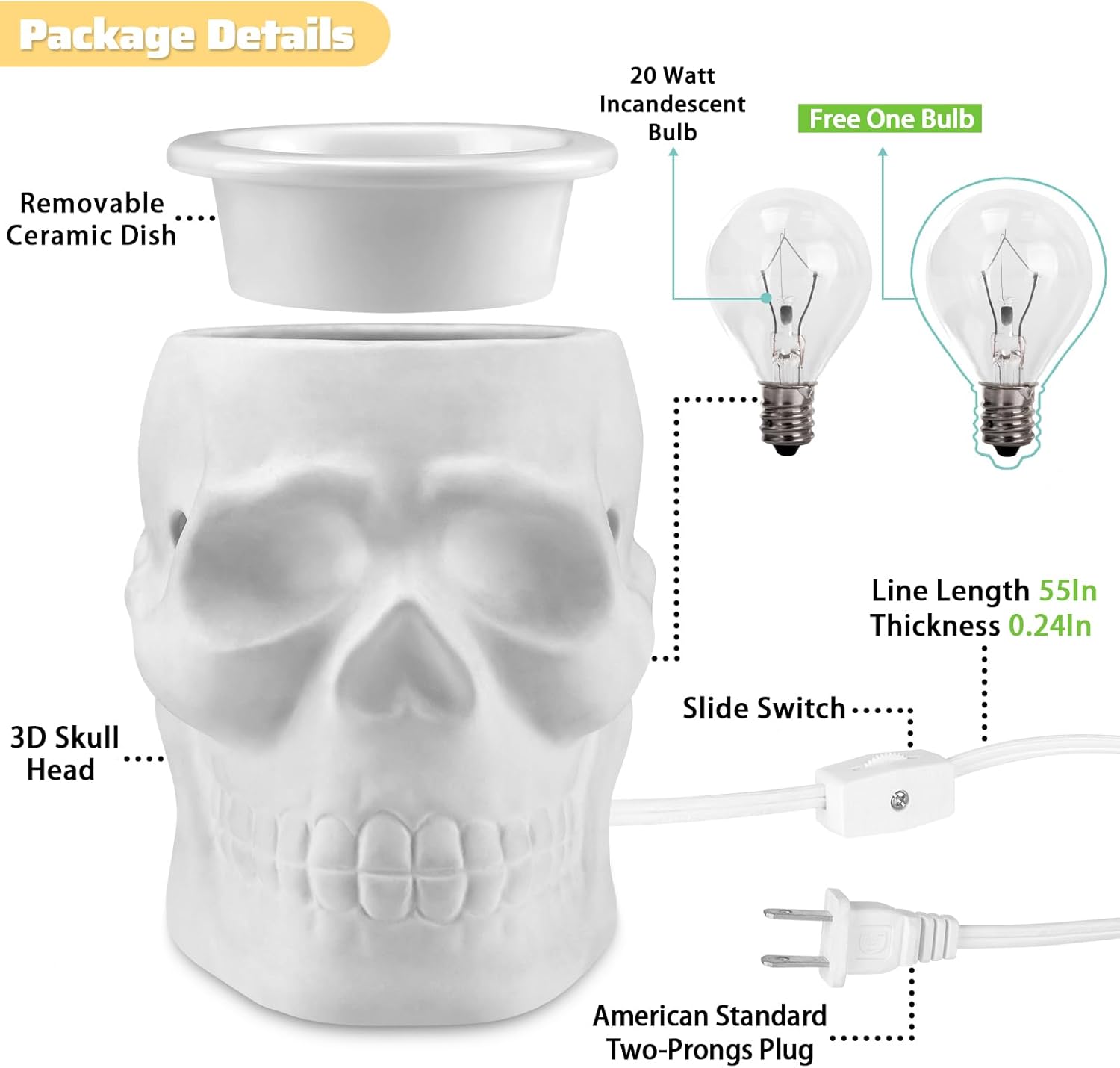 Resurgent Skull Ceramic Electric Wax Warmer - Halloween Collection