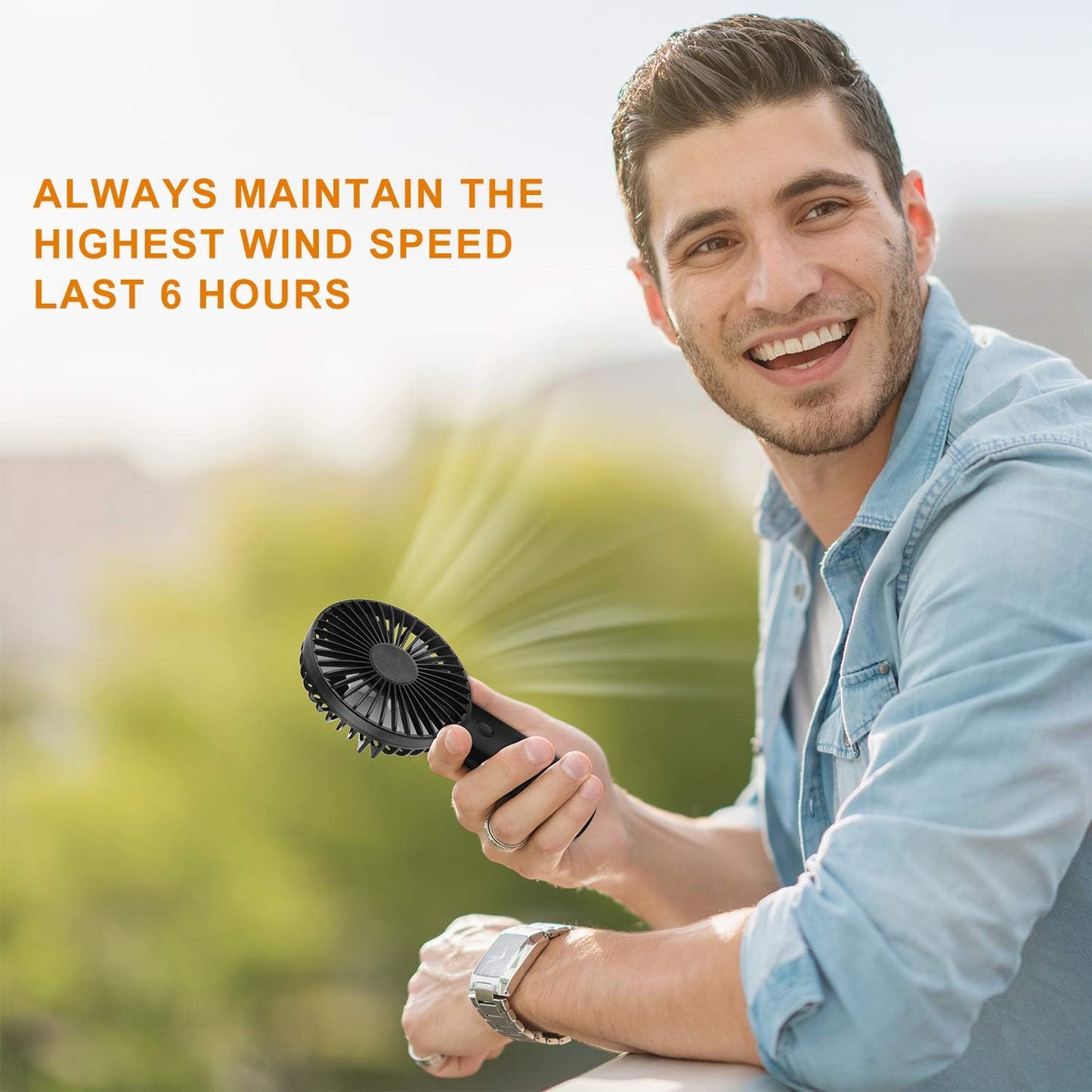 "Rechargeable Handheld Fan - Long Lasting Battery, Perfect for Outdoor Activities and Summer Gifts!"